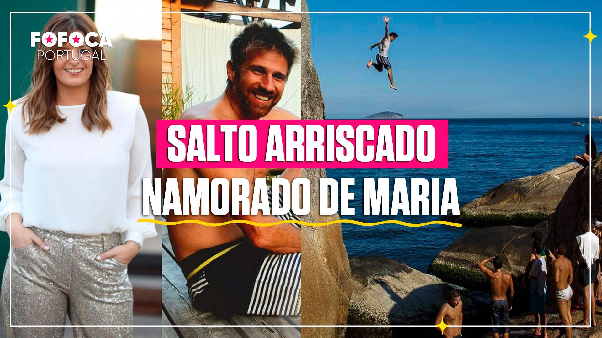 Namorado de Maria Botelho Moniz faz salto arriscado.